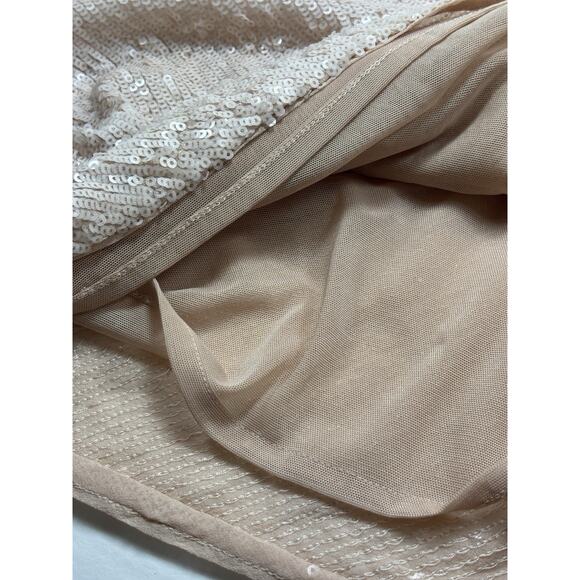 Alice + Olivia Sequin Shift Dress Cream Blush Nude Champagne XS Mini Sleeveless - Picture 7 of 11